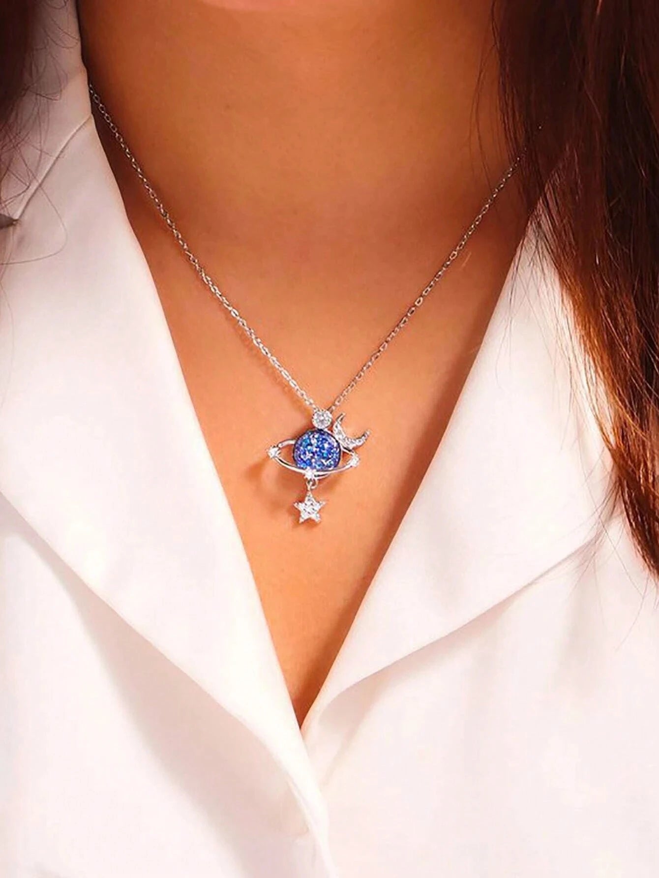 Joya celestial para almas únicas COLLAR GALAXIA AZUL "edición limitada"