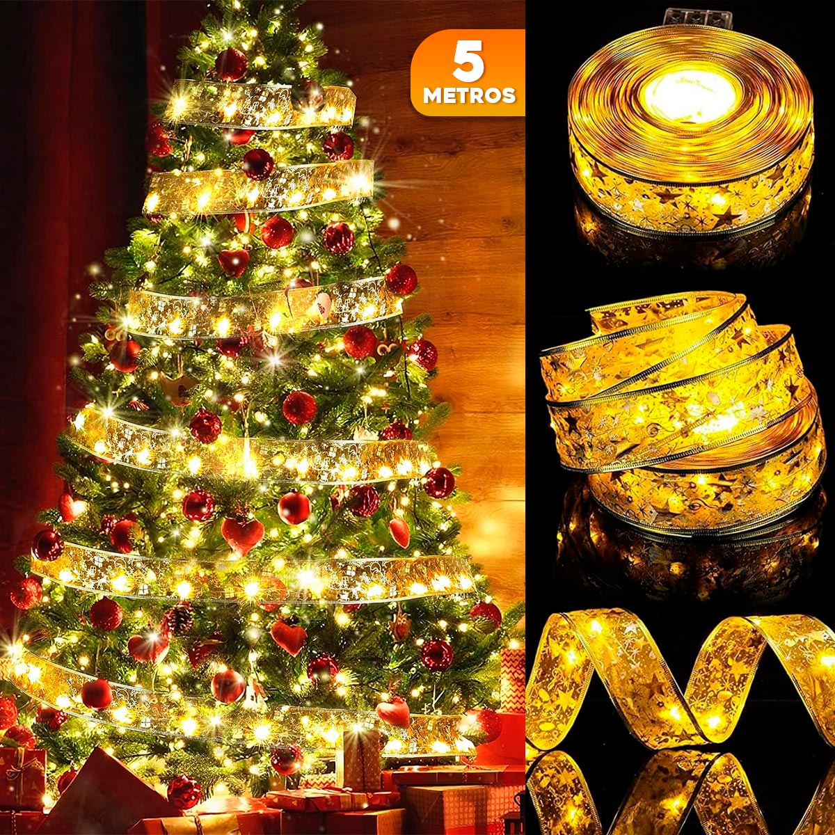 Cinta Led Navidad de 5 Metros HERMOSO EN COLOR CALIDO