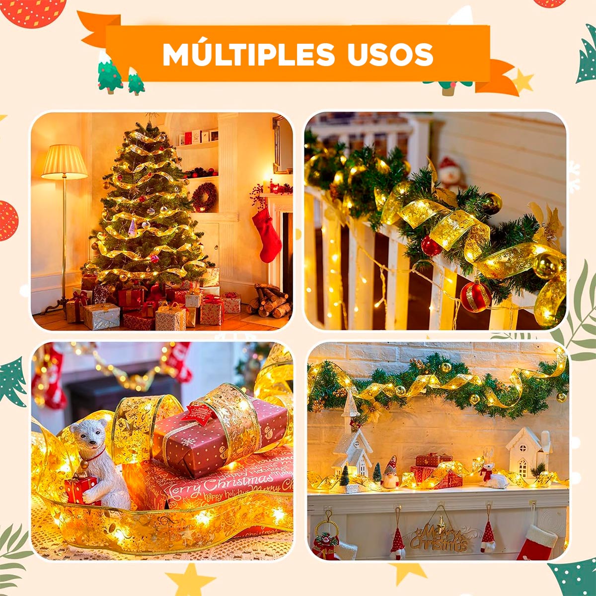 Cinta Led Navidad de 5 Metros HERMOSO EN COLOR CALIDO