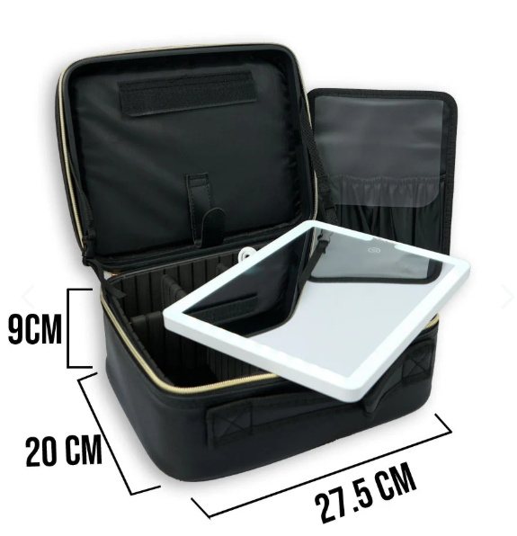 cosmetiquera Profesional GlamLight™ con Iluminación LED y Divisiones Ajustables
